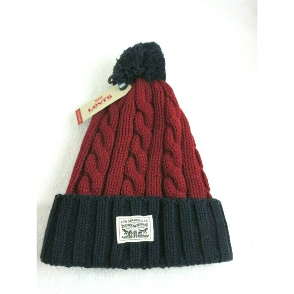 Levi's Other - COPY - Levi's Strauss Cuff Beanie Fleece Lined Red Navy Blue Unisex OSFA NWT Su…